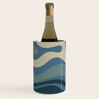 Modern Retro Liquid Swirl Abstract Pattern Square in Vintage Blue Wine Chiller Gallery Image 2