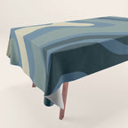Modern Retro Liquid Swirl Abstract Pattern Square in Vintage Blue Tablecloth Gallery Image 1