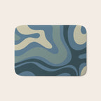 Modern Retro Liquid Swirl Abstract Pattern Square in Vintage Blue Bath Mat Gallery Image 1