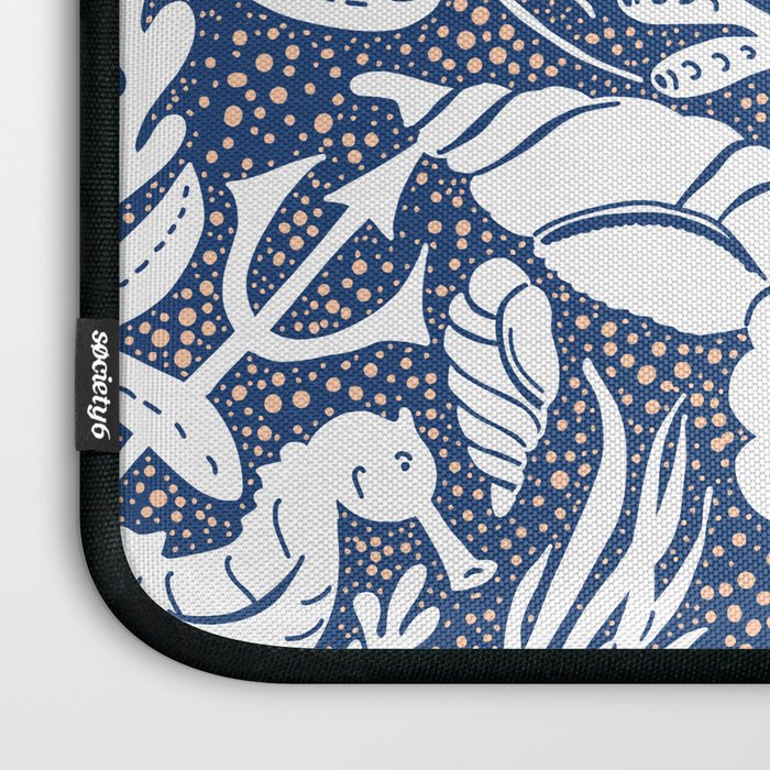 Neptune's joy blue damask reworked Laptop Sleeve Gallery Image 3
