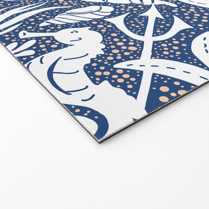 Neptune's joy blue damask reworked Welcome Mat Gallery Image 2