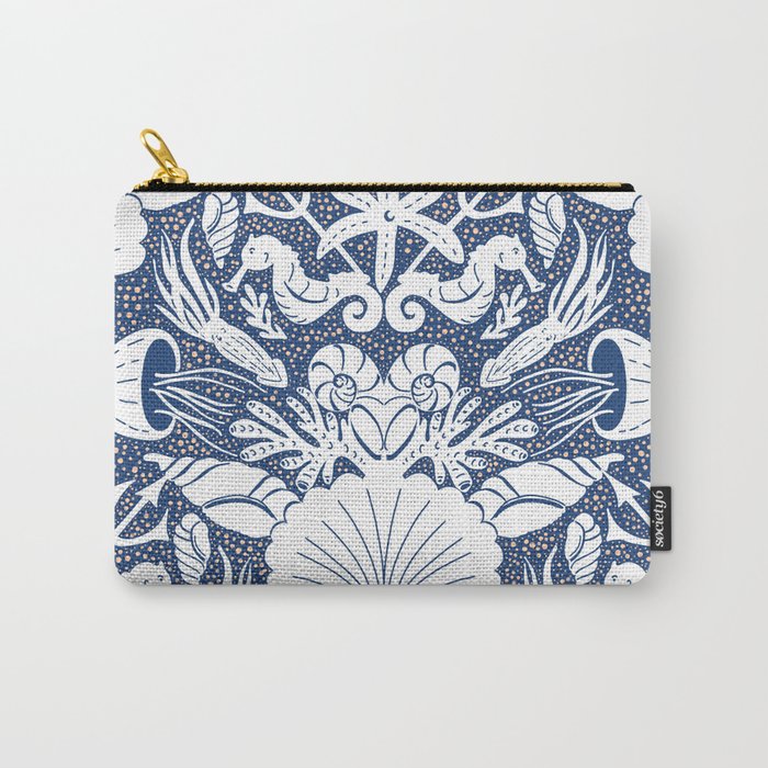 Neptune's joy blue damask reworked Carry All Pouch Gallery Image 1
