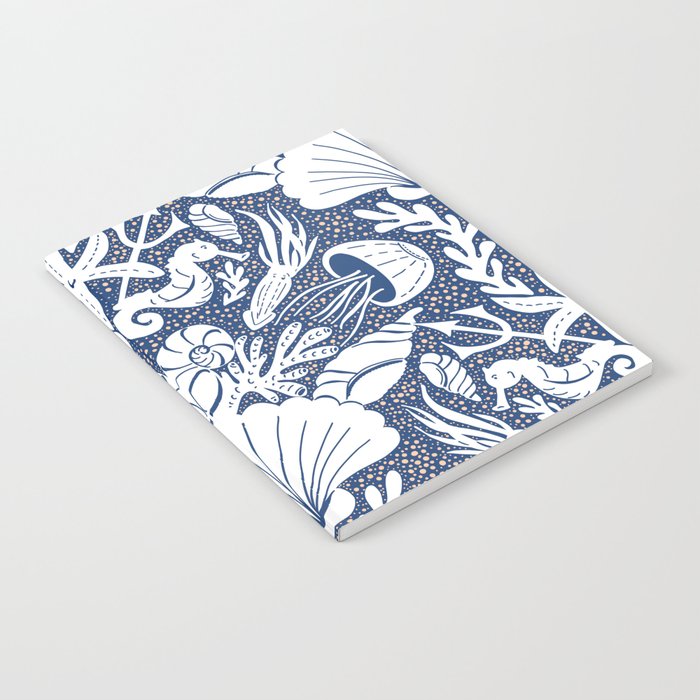 Neptune's joy blue damask reworked Notebook Gallery Image 1