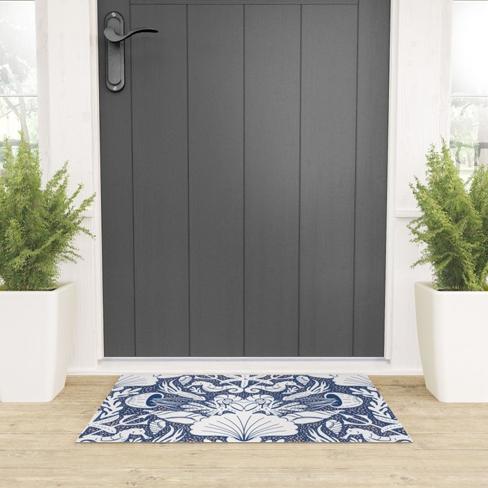 Neptune's joy blue damask reworked Welcome Mat Gallery Image 3