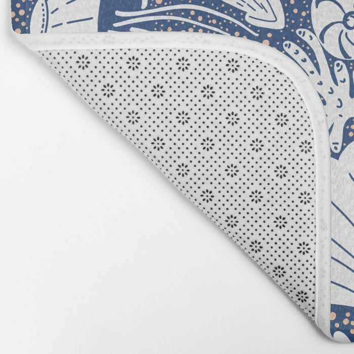 Neptune's joy blue damask reworked Bath Mat Gallery Image 2