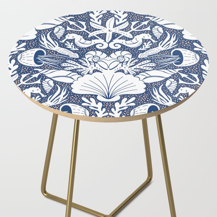 Neptune's joy blue damask reworked Side Table Gallery Image 2