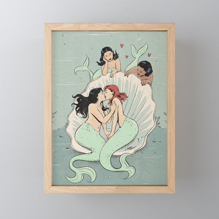 mermaids in love Mini Art Print Gallery Image 1