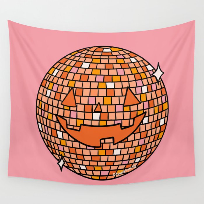 Disco Ball Jack O Lantern Wall Tapestry Gallery Image 1