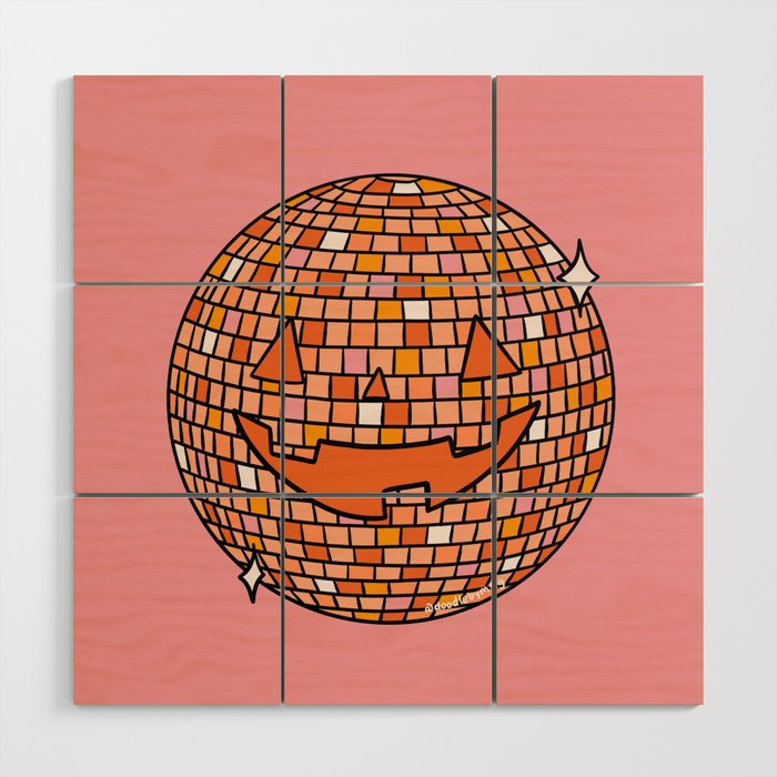 Disco Ball Jack O Lantern Wood Wall Art Gallery Image 1