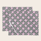 Pink love heart candy checkered pattern Placemat Gallery Image 1
