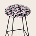 Pink love heart candy checkered pattern Stool Gallery Image 2