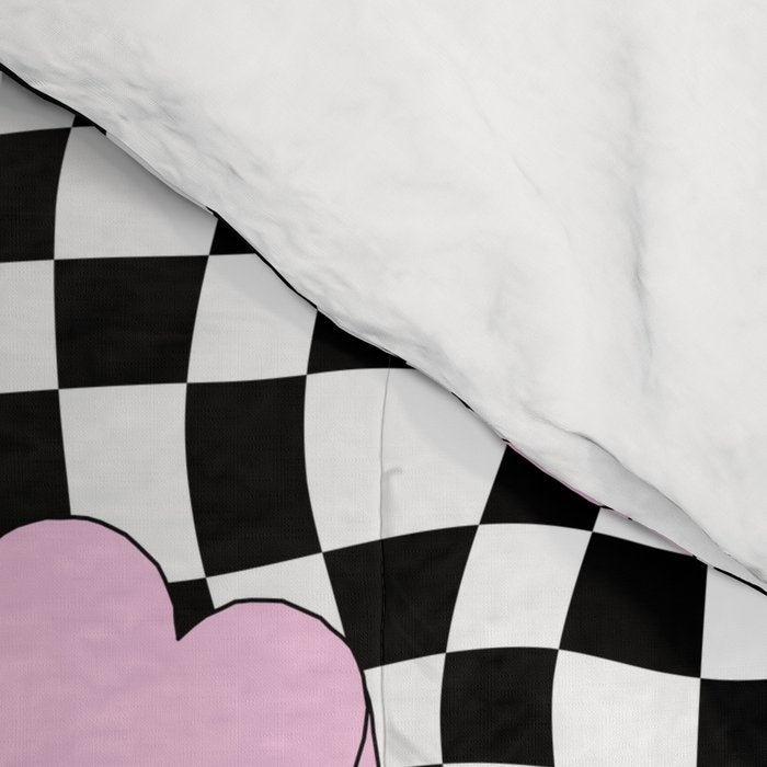 Pink love heart candy checkered pattern Comforter Gallery Image 4
