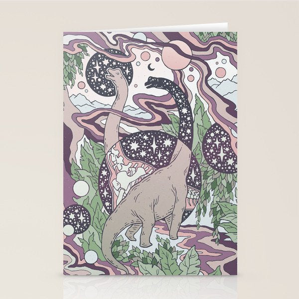 Jurassic Portal | Purple Haze Palette | Dinosaur Science Fiction Art Stationery Card Gallery Image 2