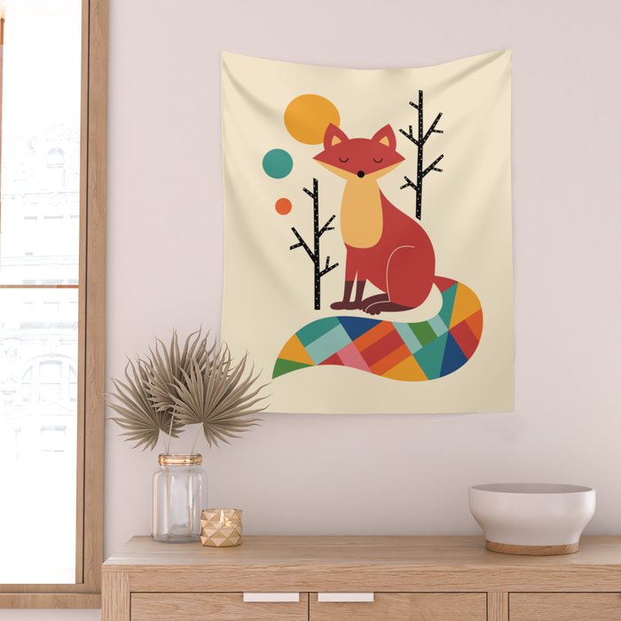 Rainbow Fox Wall Tapestry Gallery Image 2