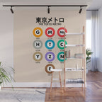 Tokyo subway map print. City metro alphabet poster, japan underground print, japanese city wall art. Wall Mural Gallery Image 1
