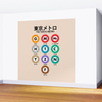 Tokyo subway map print. City metro alphabet poster, japan underground print, japanese city wall art. Wall Mural Gallery Image 2