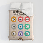 Tokyo subway map print. City metro alphabet poster, japan underground print, japanese city wall art. Comforter Gallery Image 6