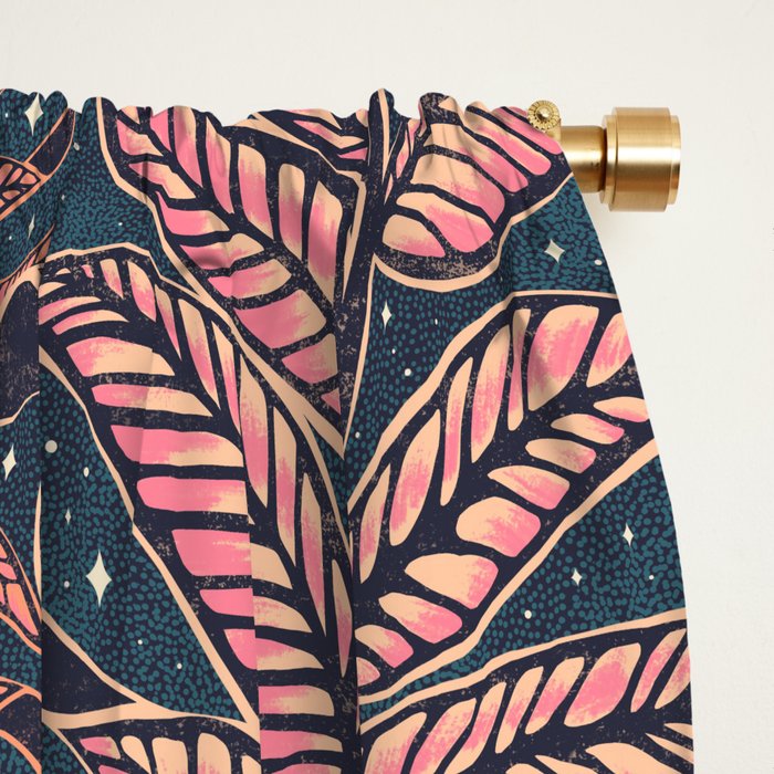 Magic Jungle Vine - midnight & peach Window Curtain Gallery Image 2