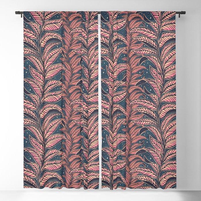 Magic Jungle Vine - midnight & peach Window Curtain Gallery Image 5