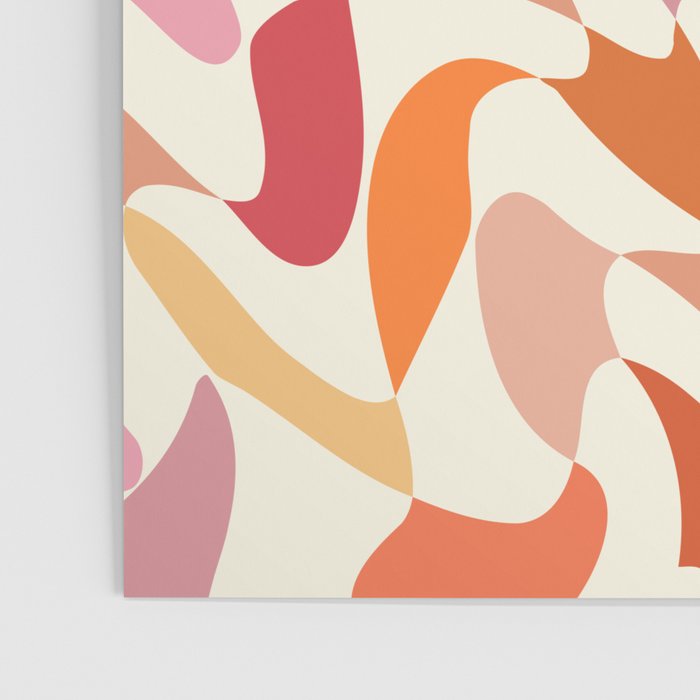 Abstract Wavy Checkerboard in Orange, Pink & Yellow Poster Gallery Image 3