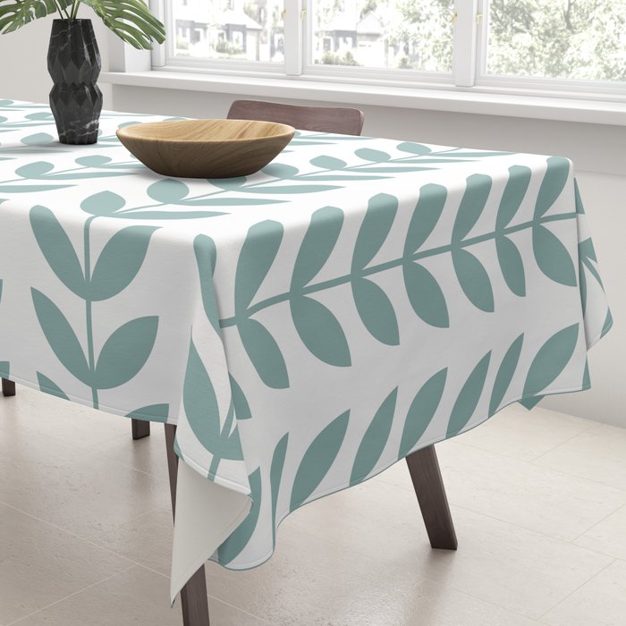 Scandinavian Mid Century Pattern 1950s Blue Tablecloth Gallery Image 3