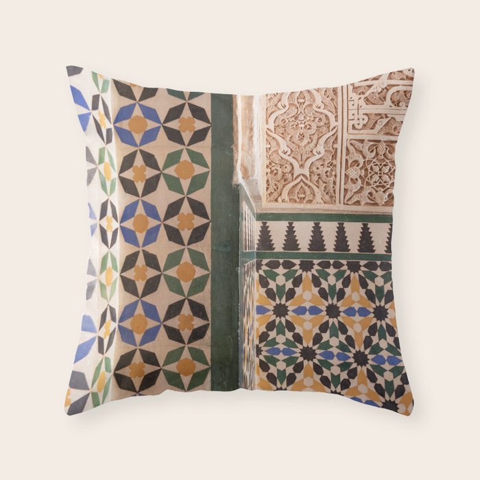 Historical Tiles - Alhambra Granada Spain Throw Pillow Gallery Image 1