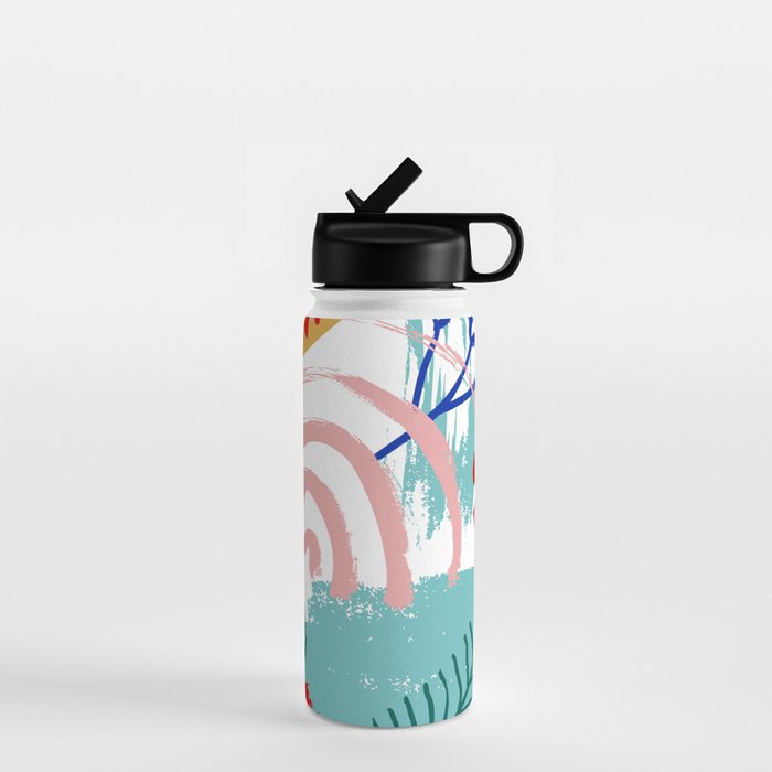 Summer Floral Prints, Abstract, Colourful Prints. Water Bottle Gallery Image 1