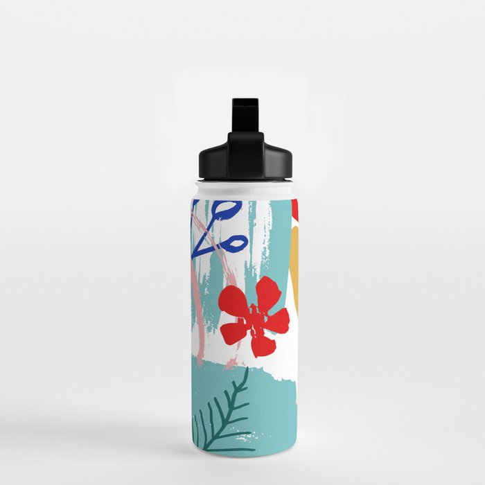 Summer Floral Prints, Abstract, Colourful Prints. Water Bottle Gallery Image 2