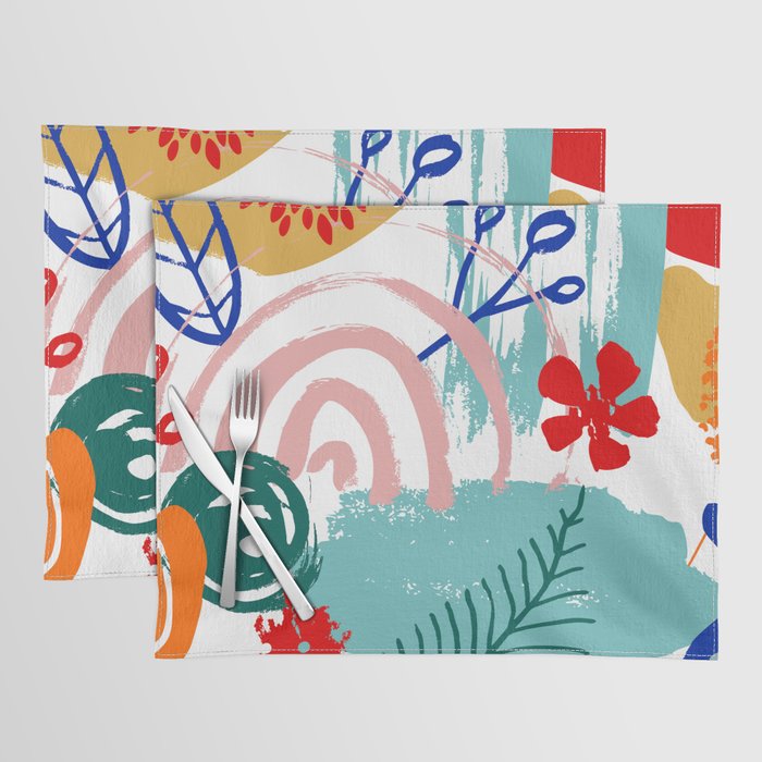 Summer Floral Prints, Abstract, Colourful Prints. Placemat Gallery Image 1