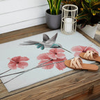 Hummingbird with Hibiscus Outdoor Rug Gallery Image 2