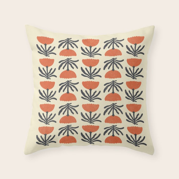 Retro 70s Tulip Pattern Throw Pillow Gallery Image 6