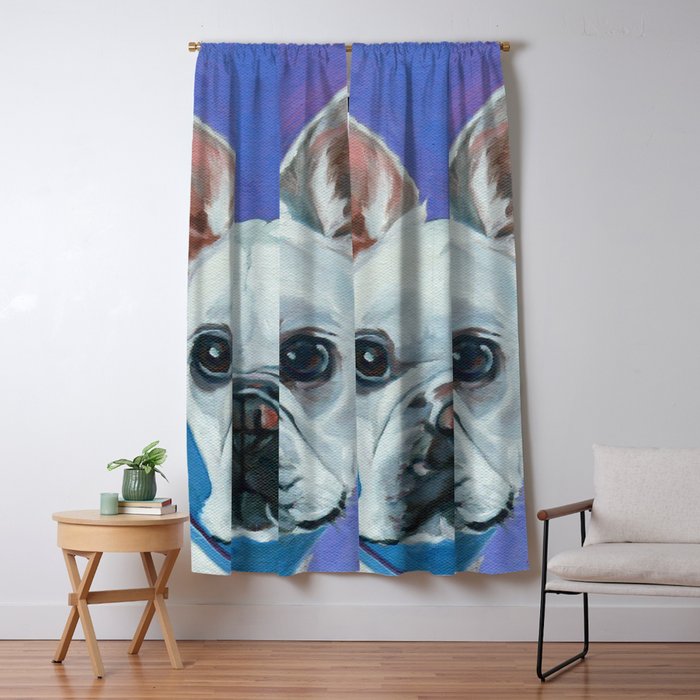 French Bulldog Oil Painting Portrait Window Curtain Gallery Image 1
