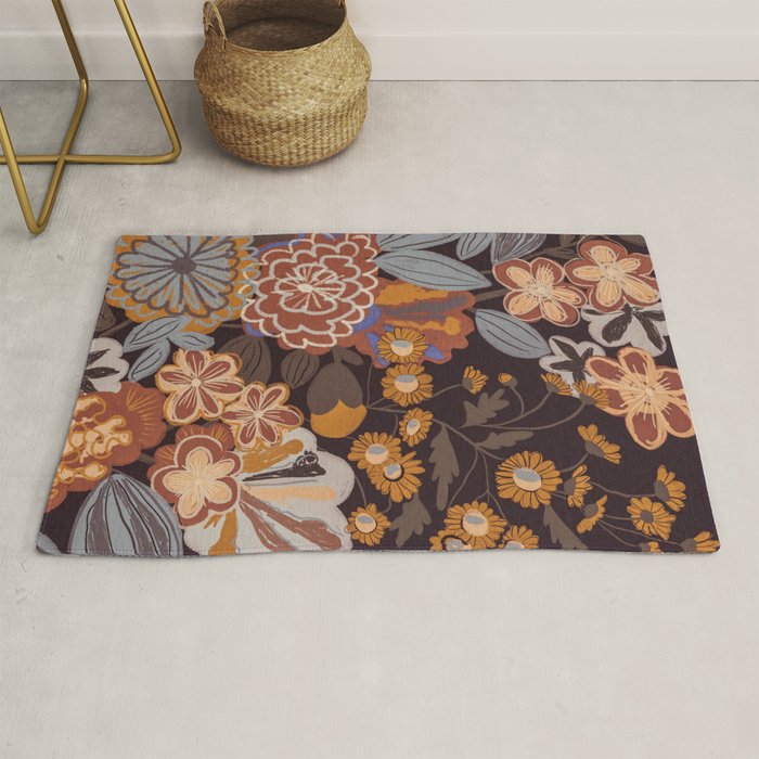 Brown floral Rug Gallery Image 1