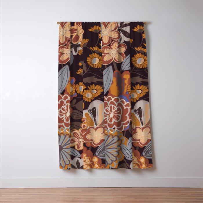 Brown floral Window Curtain Gallery Image 3