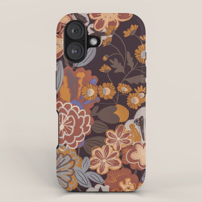 Brown floral iPhone Case Gallery Image 1