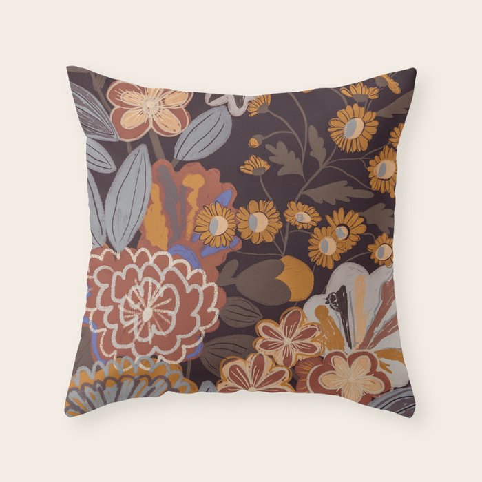 Brown floral Throw Pillow Gallery Image 6