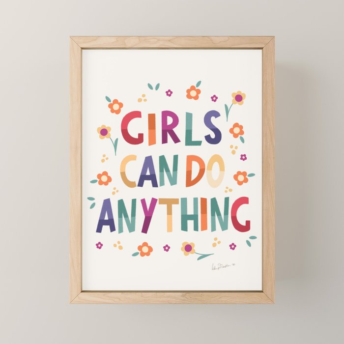 Girls can do anything  Mini Art Print Gallery Image 1