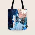 On the Dock: a pretty abstract design in blues and pinks by Alyssa Hamilton Art Tote Bag Gallery Image 1