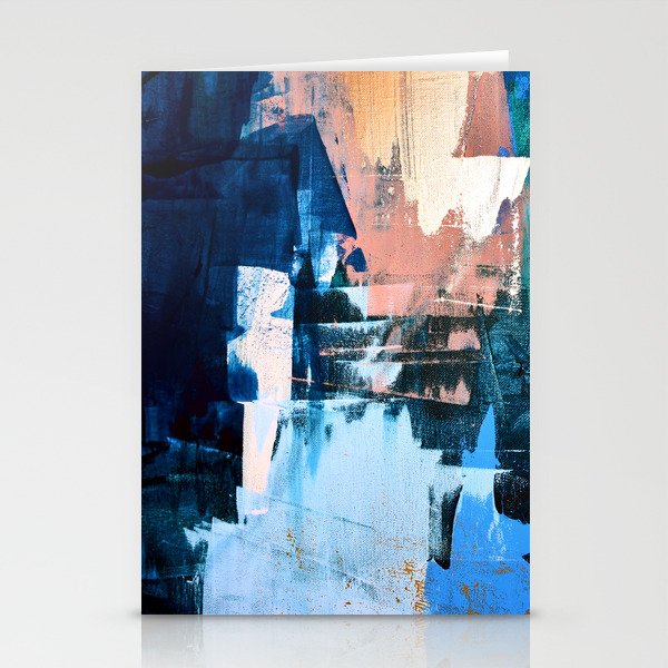 On the Dock: a pretty abstract design in blues and pinks by Alyssa Hamilton Art Stationery Card Gallery Image 2