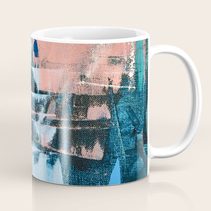 On the Dock: a pretty abstract design in blues and pinks by Alyssa Hamilton Art Coffee Mug Gallery Image 1