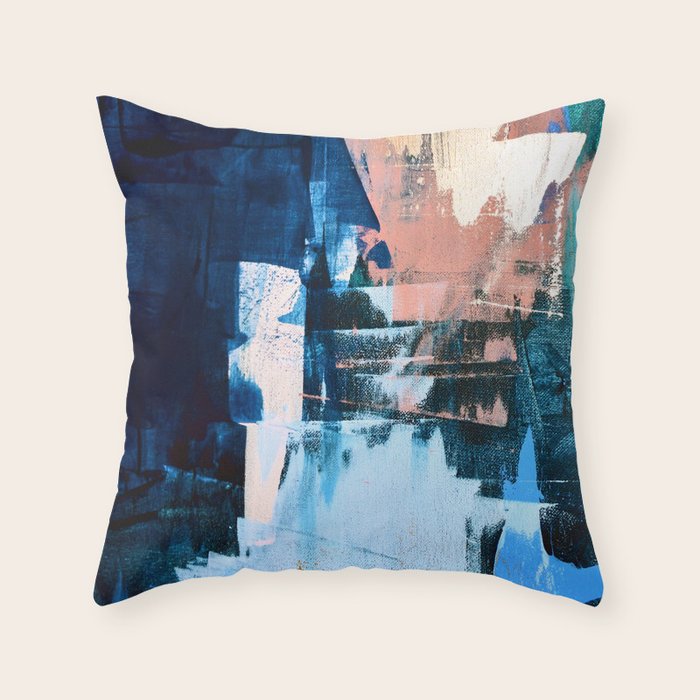 On the Dock: a pretty abstract design in blues and pinks by Alyssa Hamilton Art Throw Pillow Gallery Image 6
