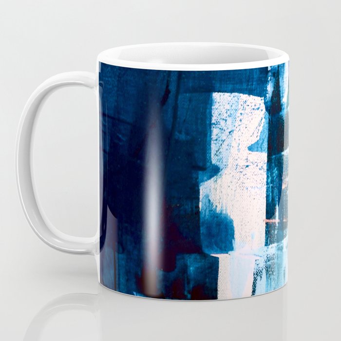 On the Dock: a pretty abstract design in blues and pinks by Alyssa Hamilton Art Coffee Mug Gallery Image 3