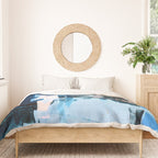 On the Dock: a pretty abstract design in blues and pinks by Alyssa Hamilton Art Duvet Cover Gallery Image 3