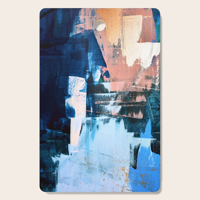 On the Dock: a pretty abstract design in blues and pinks by Alyssa Hamilton Art Cutting Board Gallery Image 1