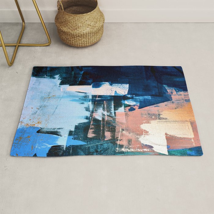On the Dock: a pretty abstract design in blues and pinks by Alyssa Hamilton Art Rug Gallery Image 1