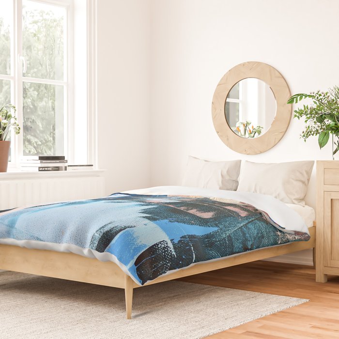 On the Dock: a pretty abstract design in blues and pinks by Alyssa Hamilton Art Duvet Cover Gallery Image 2