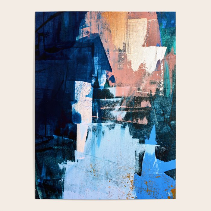 On the Dock: a pretty abstract design in blues and pinks by Alyssa Hamilton Art Poster Gallery Image 4