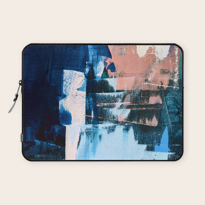 On the Dock: a pretty abstract design in blues and pinks by Alyssa Hamilton Art Laptop Sleeve