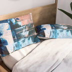 On the Dock: a pretty abstract design in blues and pinks by Alyssa Hamilton Art Pillow Sham Gallery Image 2
