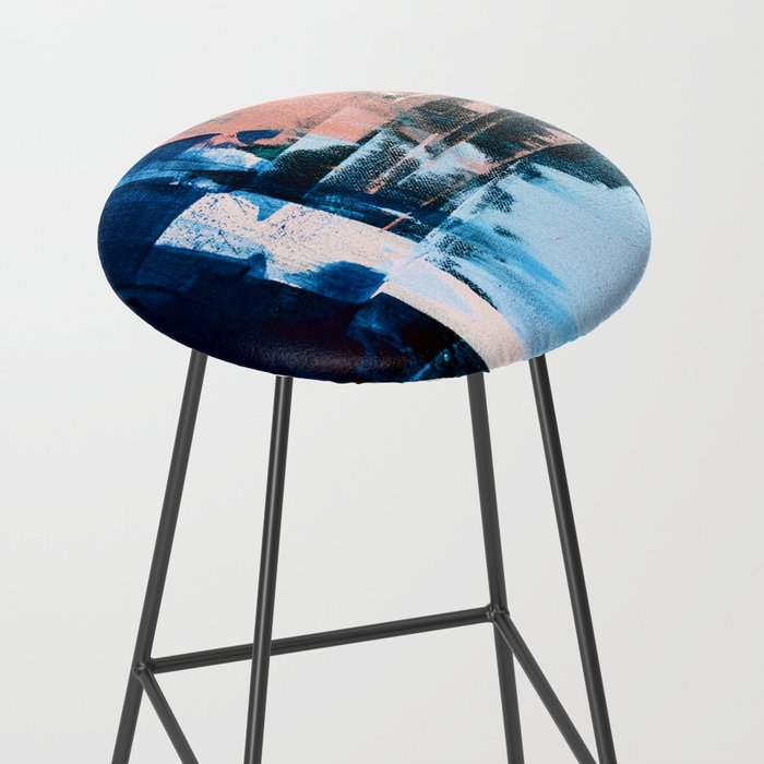 On the Dock: a pretty abstract design in blues and pinks by Alyssa Hamilton Art Stool Gallery Image 2